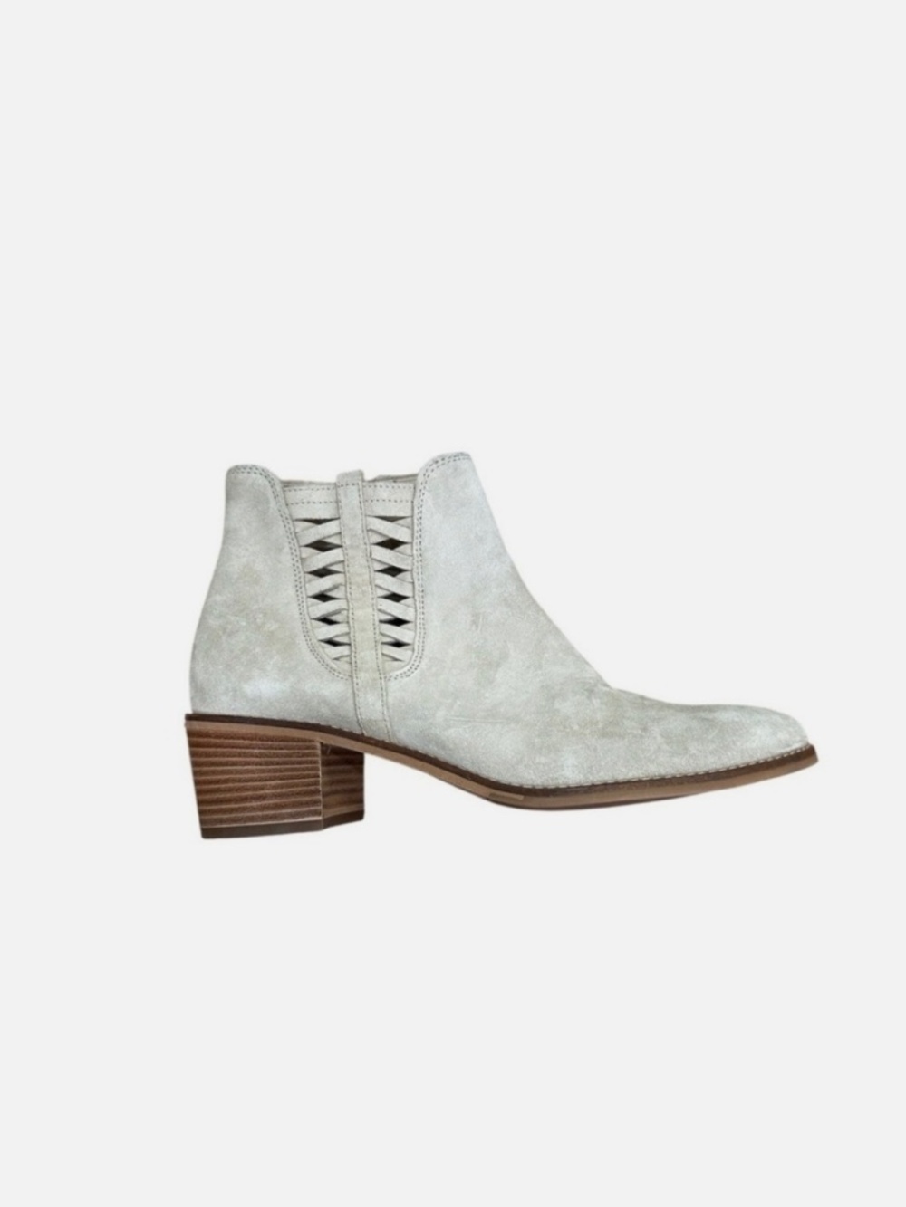 Paul Green Women’s Grey Suede Woven Ankle Boots US 7.5 Block Heel Gray